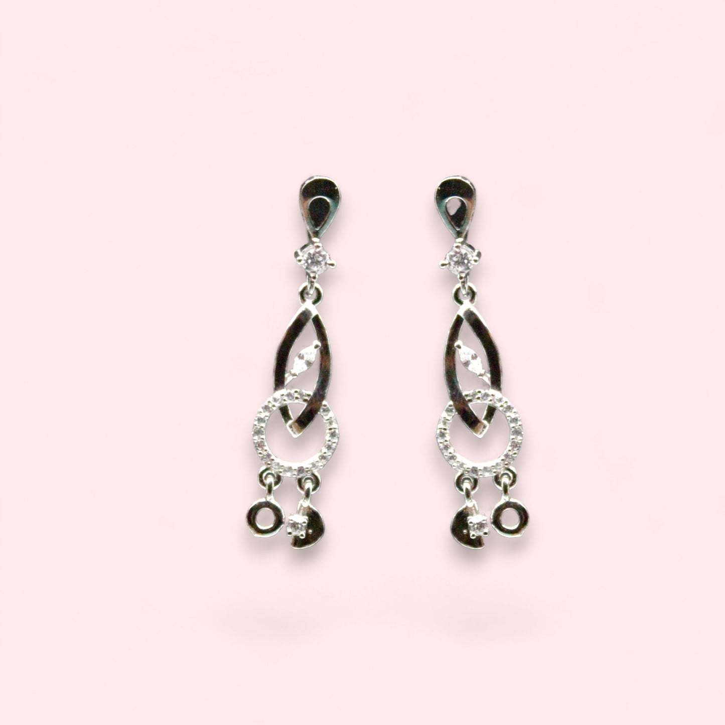 Gorgeous Silver Drop Diamond Studded Earrings | 925 Sterling Silver