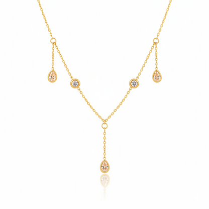 Golden Sparkle Triple Diamond Drop Necklace | Italian Gold Plated SACH JEWELS