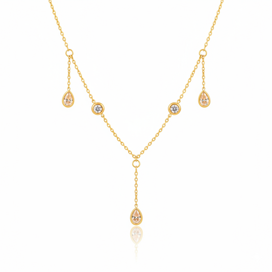 Golden Sparkle Triple Diamond Drop Necklace | Italian Gold Plated SACH JEWELS