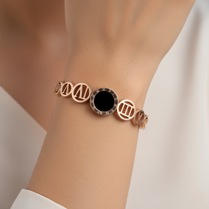 Roman Numerals Premium Cuff | Italian Rose Gold Plated SACH JEWELS