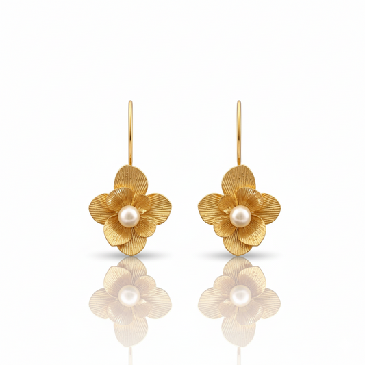 Golden Flora Drop Earrings | Italian Gold Plated SACH JEWELS