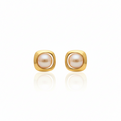 Whirl & Pearl Stud Earrings | Italian Gold Plated SACH JEWELS