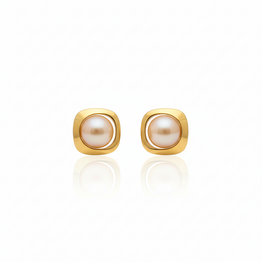 Whirl & Pearl Stud Earrings | Italian Gold Plated SACH JEWELS