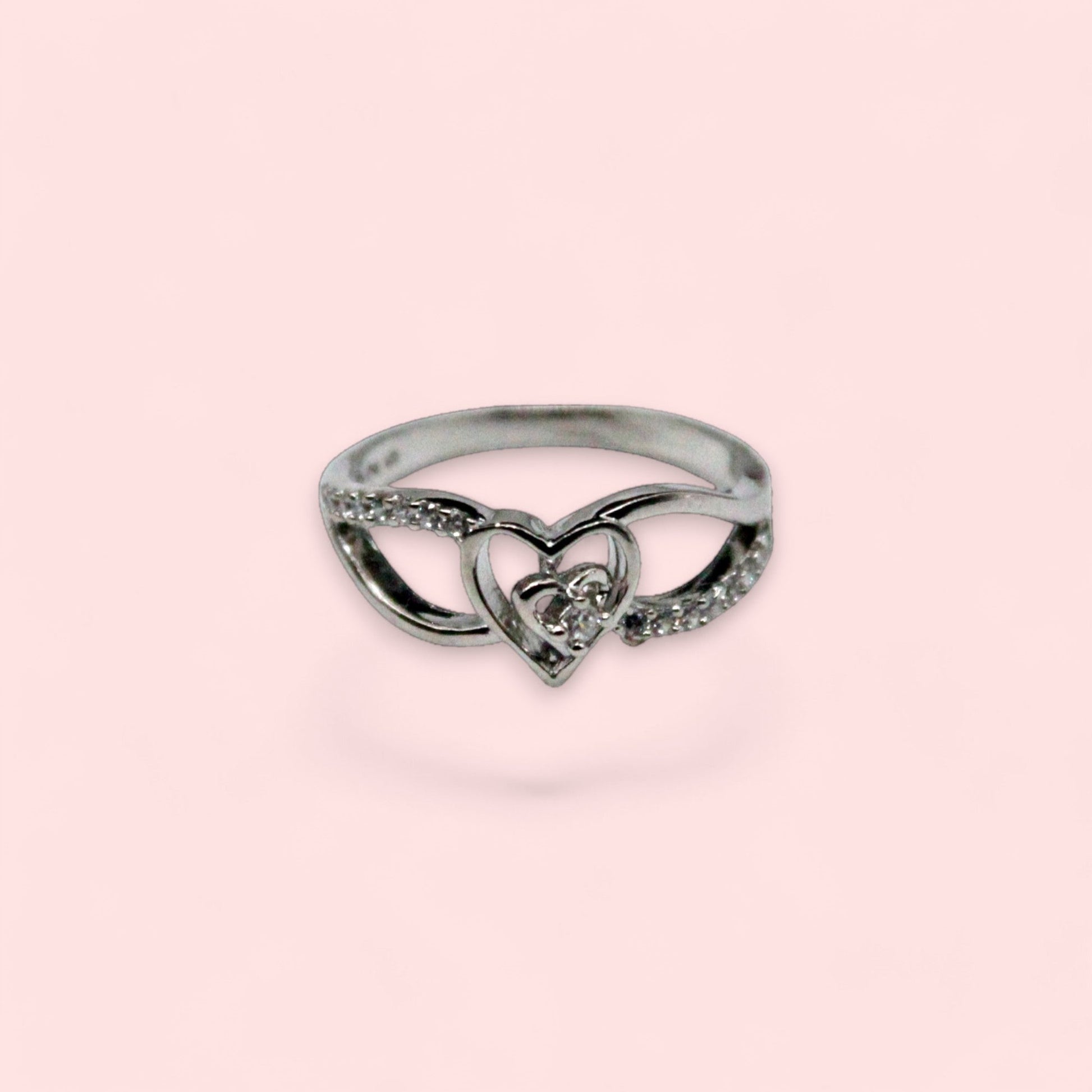 Diamond Heart Studded Ring | 925 Sterling Silver - SACH JEWELS