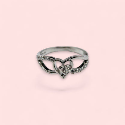 Diamond Heart Studded Ring | 925 Sterling Silver - SACH JEWELS