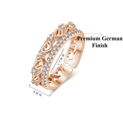 Heart String Diamond Rose Gold Plated Ring | Rose Gold Plated - SACH JEWELS