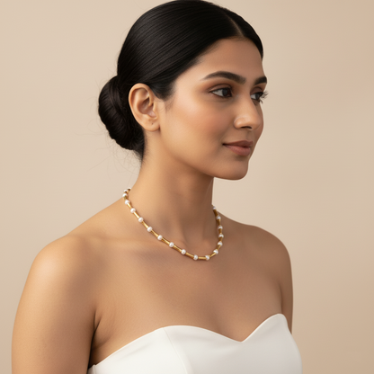 Classic Golden Pearl Harmony Necklace | Italian Gold Plated SACH JEWELS