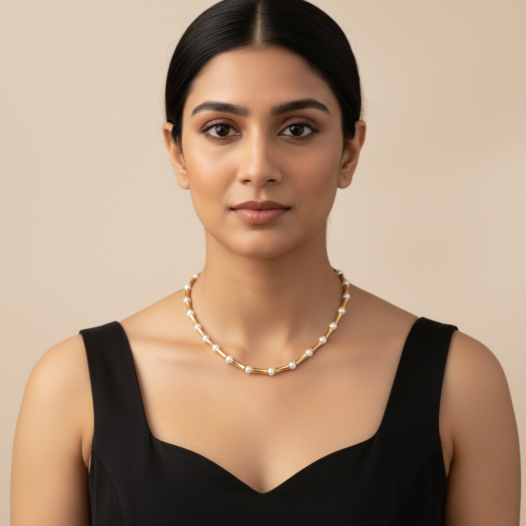 Classic Golden Pearl Harmony Necklace | Italian Gold Plated SACH JEWELS