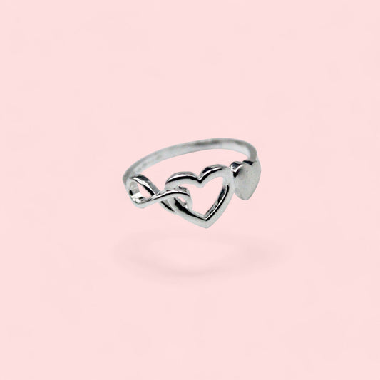 Double Heart Studded Ring | 925 Sterling Silver - SACH JEWELS