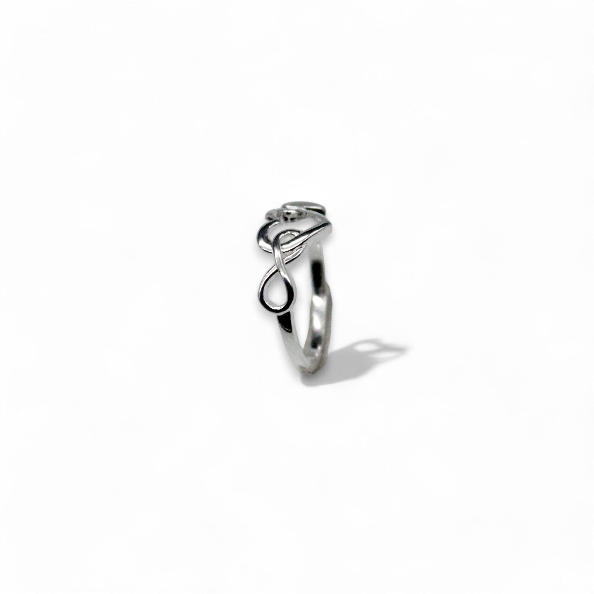 Double Heart Studded Ring | 925 Sterling Silver - SACH JEWELS
