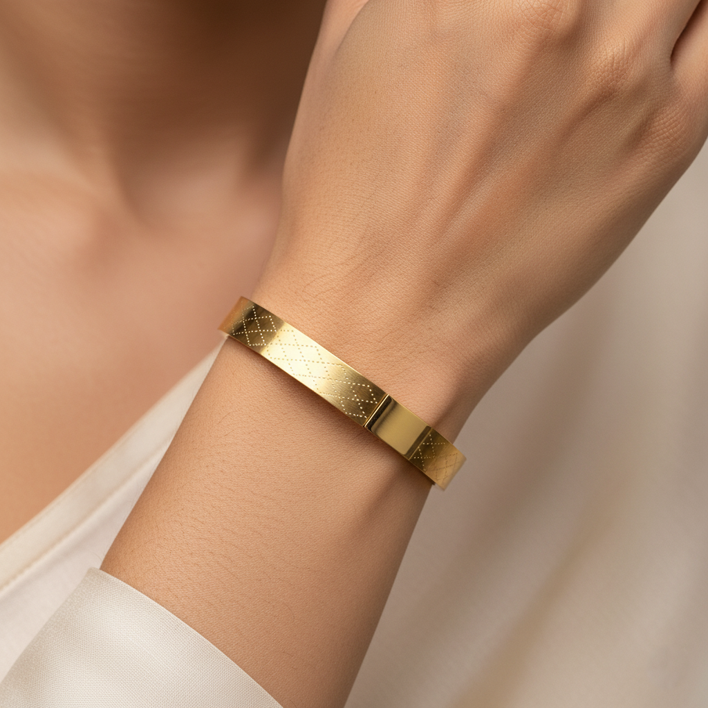 Gold Engraved Cuff | Italian Gold Plated SACH JEWELS