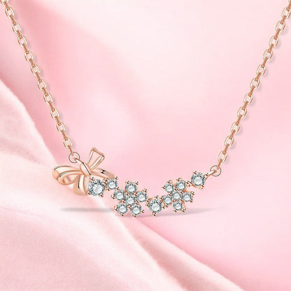 Cute Bow Diamond Necklace | Rose Gold Plated - SACH JEWELS