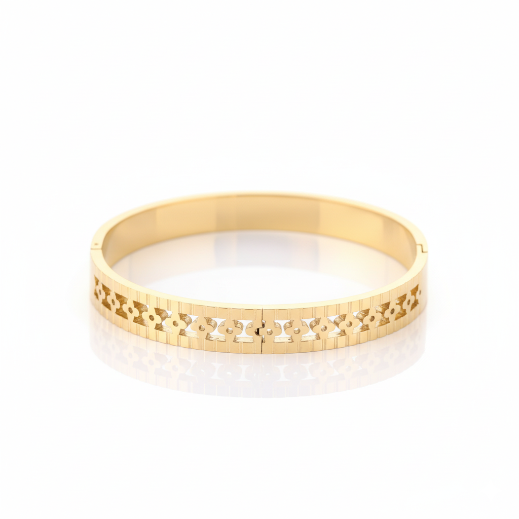 Gold Floral Cutwork Cuff | Italian Gold Plated SACH JEWELS
