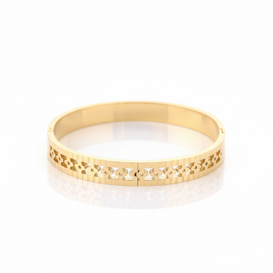 Gold Floral Cutwork Cuff | Italian Gold Plated SACH JEWELS