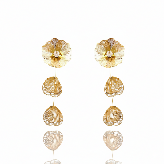Golden Bloom Cascade Drop Earrings | Italian Gold Plated SACH JEWELS