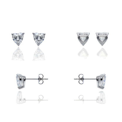 Solitaire Heart Diamond Stud Earrings | 925 Sterling Silver SACH JEWELS