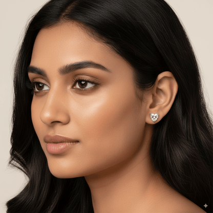 Solitaire Heart Diamond Stud Earrings | 925 Sterling Silver SACH JEWELS