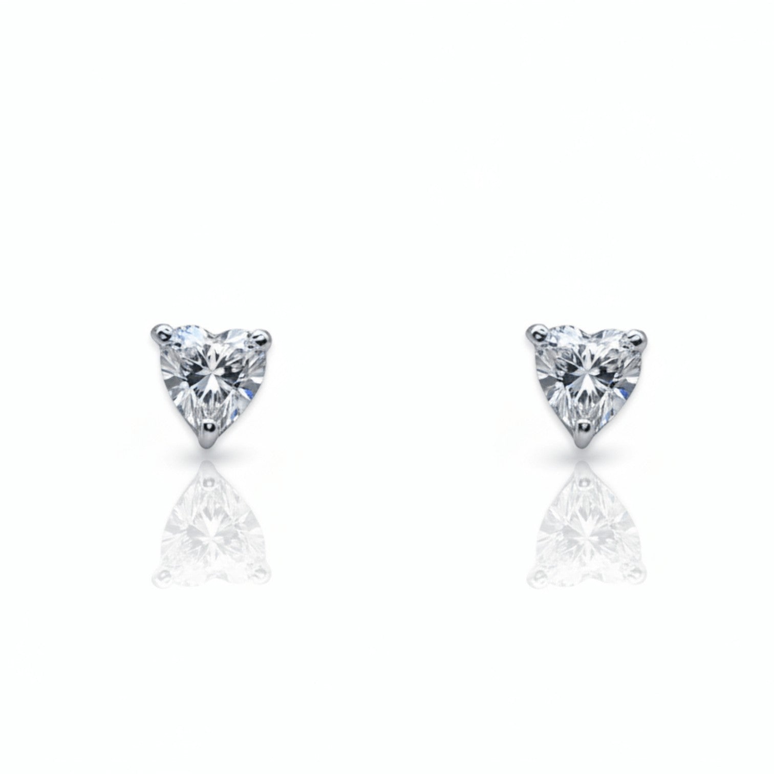 Solitaire Heart Diamond Stud Earrings | 925 Sterling Silver SACH JEWELS