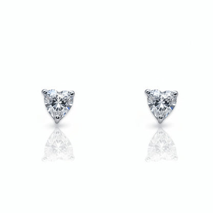 Solitaire Heart Diamond Stud Earrings | 925 Sterling Silver SACH JEWELS