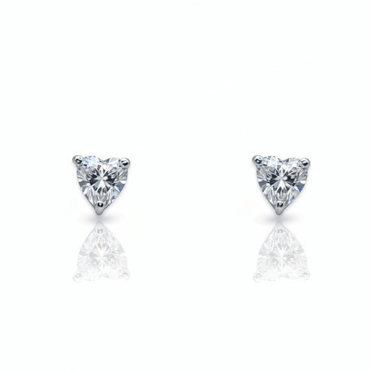 Solitaire Heart Diamond Stud Earrings | 925 Sterling Silver SACH JEWELS