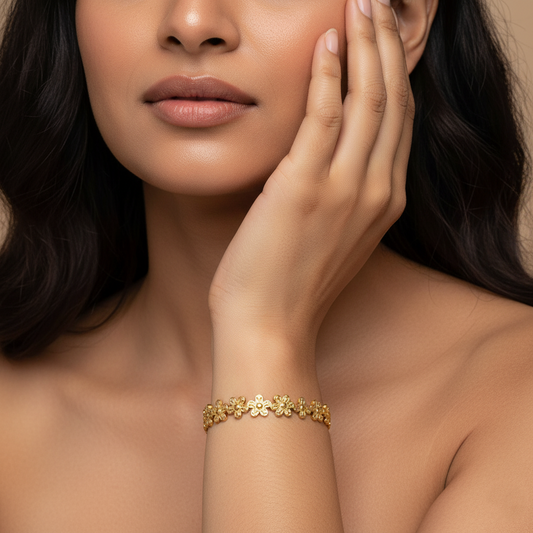 Floral Bloom Open Cuffs | Italian Gold Plated SACH JEWELS