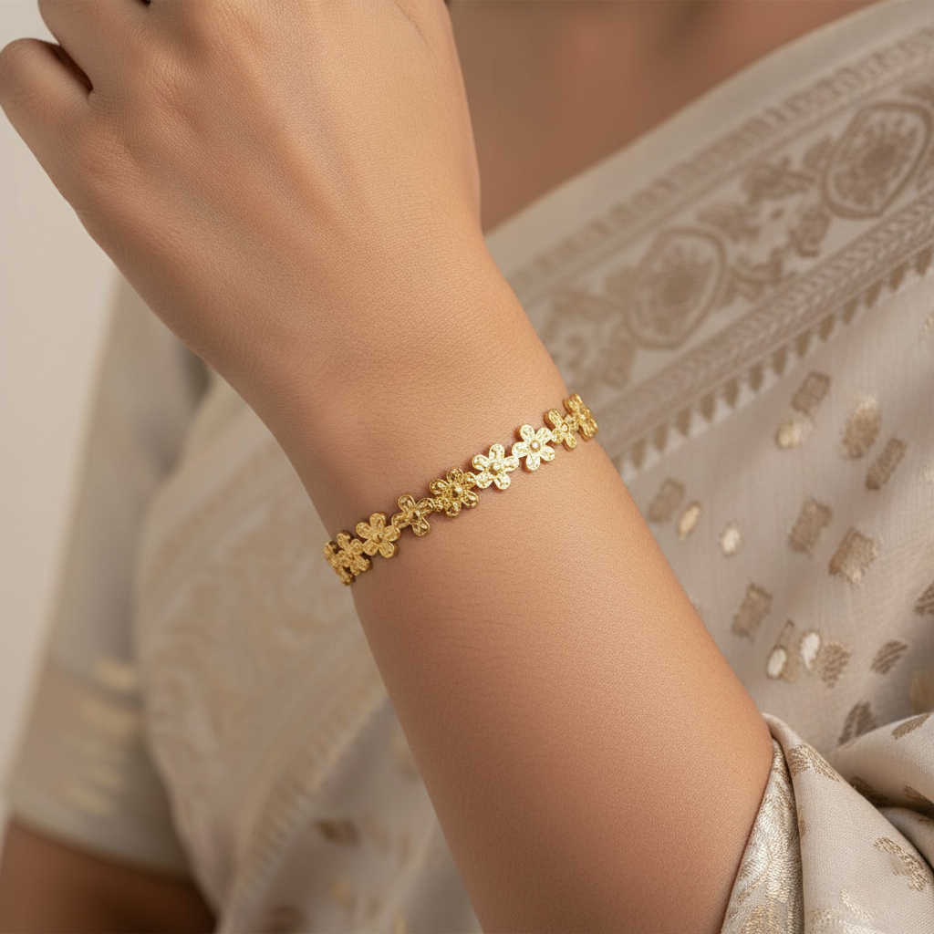 Floral Bloom Open Cuffs | Italian Gold Plated SACH JEWELS