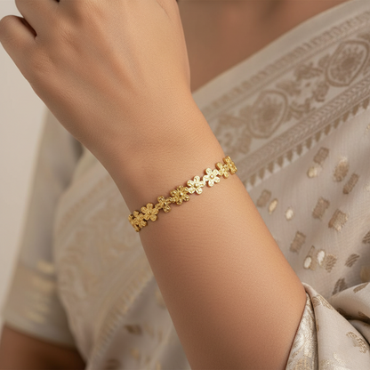 Floral Bloom Open Cuffs | Italian Gold Plated SACH JEWELS