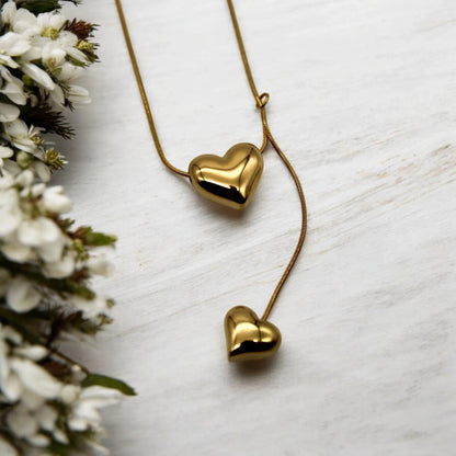 Double Heart Necklace| Italian Gold Plated - SACH JEWELS