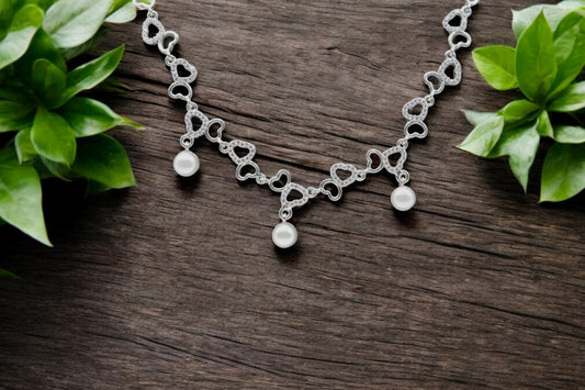 Fusion Pearl Diamond Studded Pendant Set | 925 Sterling Silver SACH JEWELS