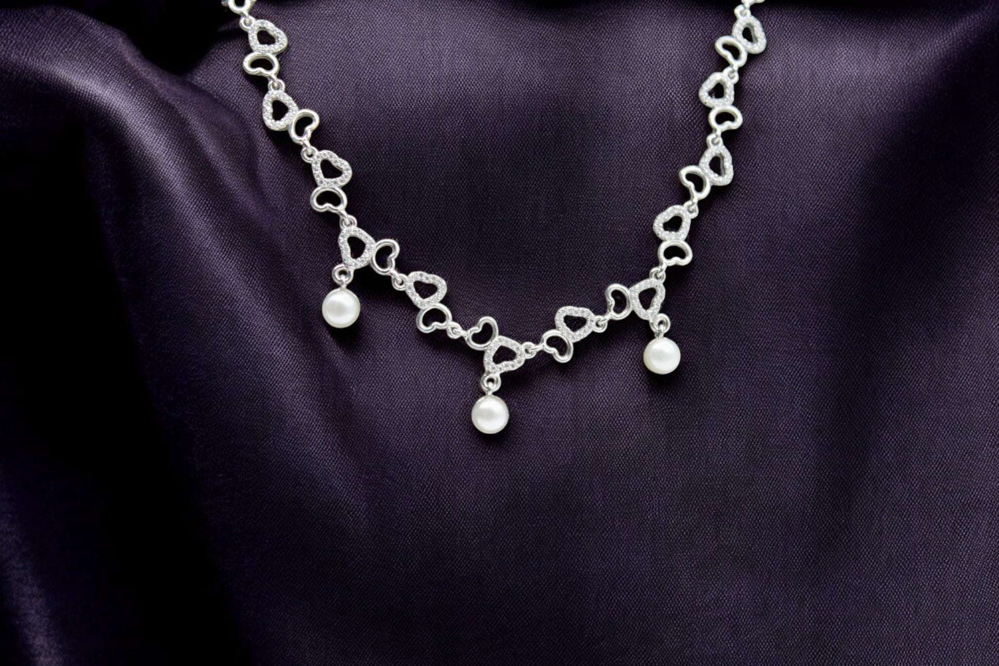 Fusion Pearl Diamond Studded Pendant Set | 925 Sterling Silver - SACH JEWELS