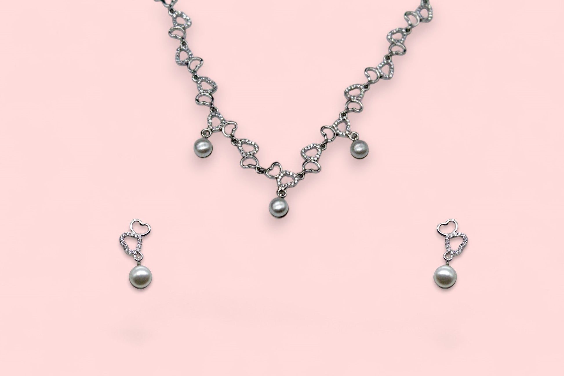 Fusion Pearl Diamond Studded Pendant Set | 925 Sterling Silver - SACH JEWELS