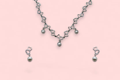 Fusion Pearl Diamond Studded Pendant Set | 925 Sterling Silver - SACH JEWELS