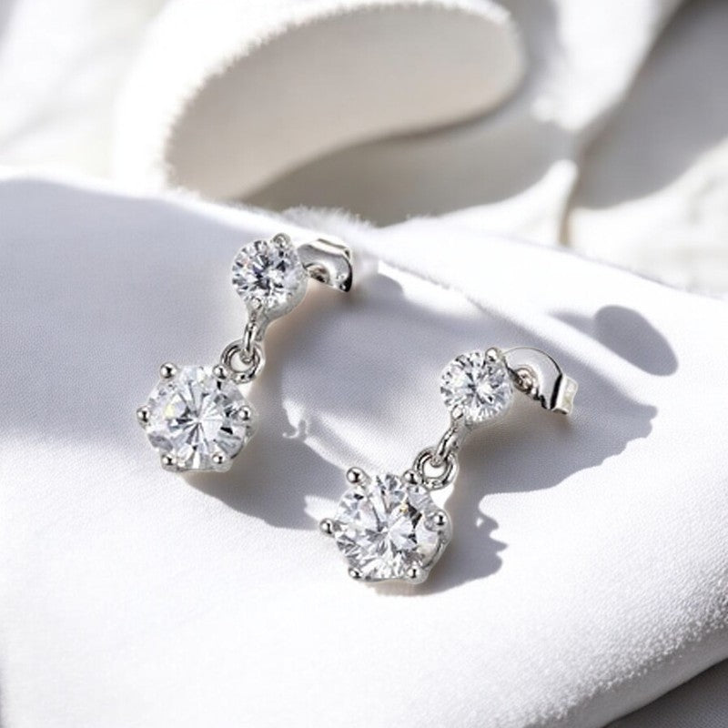 Elegant Diamond Drop Earrings | Italian Silver Plated SACH JEWELS