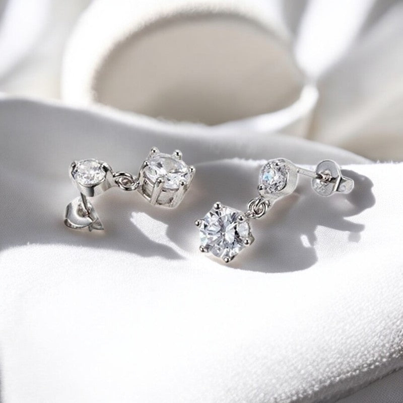 Elegant Diamond Drop Earrings | Italian Silver Plated SACH JEWELS