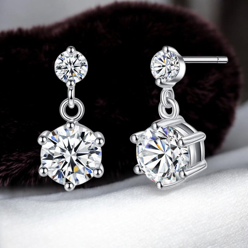 Elegant Diamond Drop Earrings | Italian Silver Plated SACH JEWELS