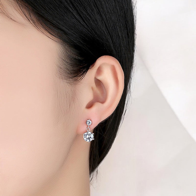 Elegant Diamond Drop Earrings | Italian Silver Plated SACH JEWELS