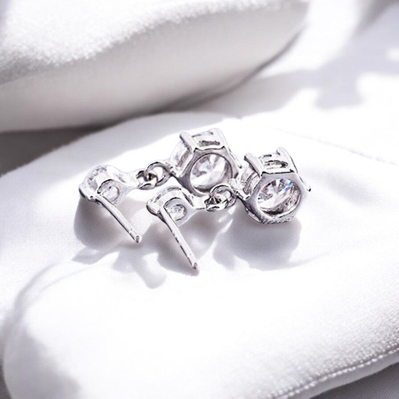 Elegant Diamond Drop Earrings | Italian Silver Plated SACH JEWELS