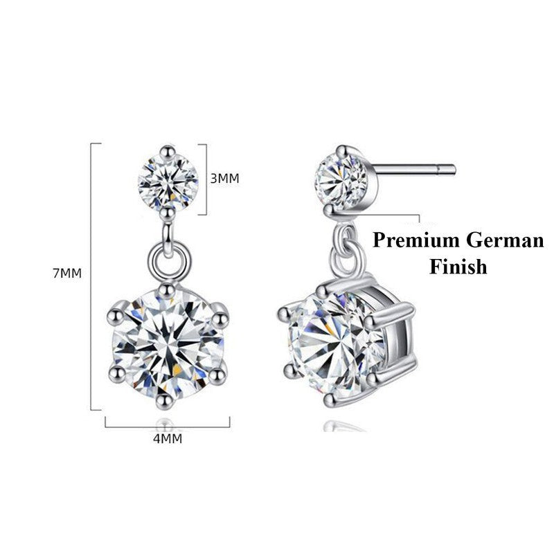 Elegant Diamond Drop Earrings | Italian Silver Plated SACH JEWELS
