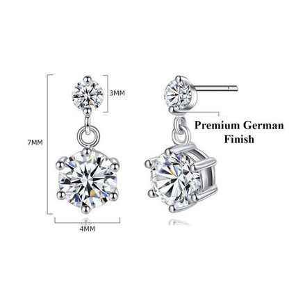 Elegant Diamond Drop Earrings | Italian Silver Plated SACH JEWELS