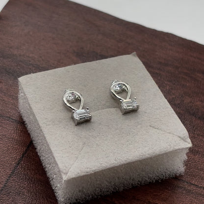 Diamond drop Stud Earrings | 925 Sterling Silver