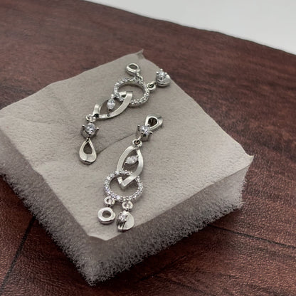 Gorgeous Silver Drop Diamond Studded Earrings | 925 Sterling Silver