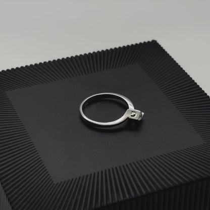 Square Diamond Studded Ring | 925 Sterling Silver