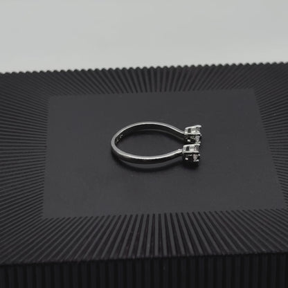 Double Ovoid Diamond Studded Ring | 925 Sterling Silver