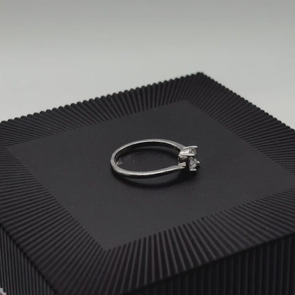 Ovoid Diamond Stud Ring | 925 Sterling Silver