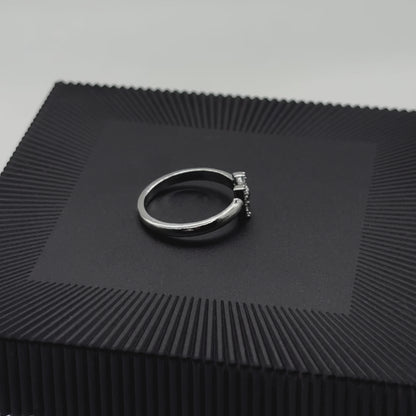 M Letter Studded Diamond Ring | 925 Sterling Silver