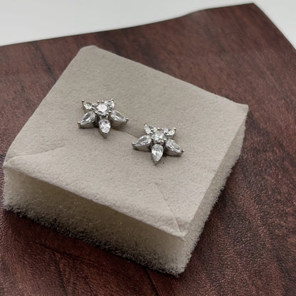 Star Diamond Studded Stud Earrings | 925 Sterling Silver