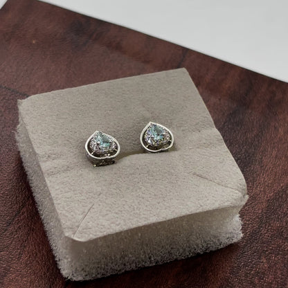 Blue Heart Stud Earrings | 925 Sterling Silver
