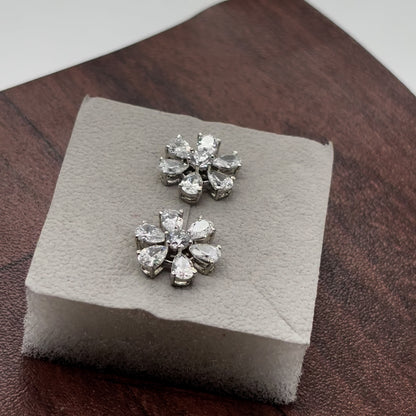 Six Petal Flower Stud Earrings | 925 Sterling Silver