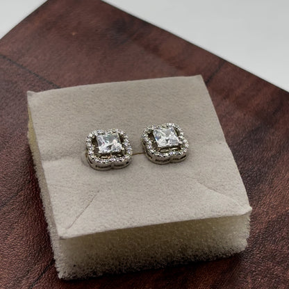 Quadra Clove Diamond Stud Earrings | 925 Sterling Silver
