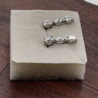 Elegant Triple Diamond Drop Earrings | 925 Sterling Silver